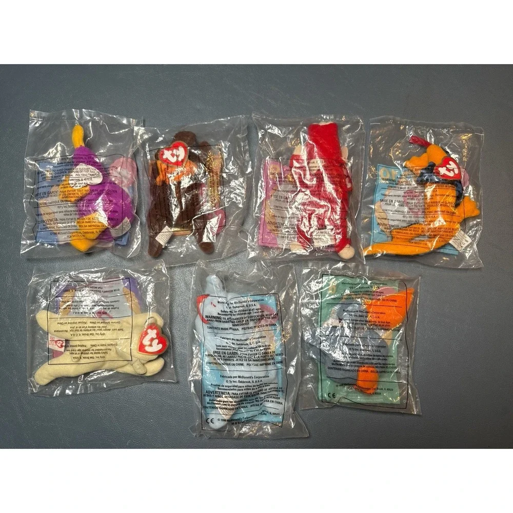 Lot 7 McDonald's TY Beanie Babies‎ VTG Chops Patti Snort Lizz Choc Peanut Scoop